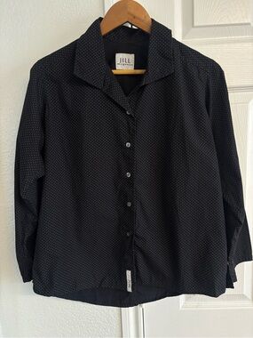 Jill McGowan Blue Polka Dot Popover Blouse Size S